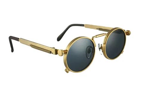 Redondo de oro las gafas de sol vintage Retro unisex Steampunk Etsy