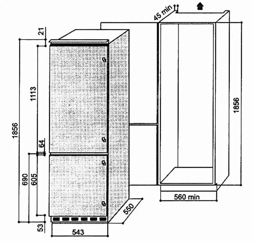 Высота встраиваемого холодильника. Холодильник Аристон ok RF 3300 L схема. Холодильник Аристон ok RF 3300. Холодильник Аристон встроенный габариты. Высота холодильника стандартная двухкамерного.