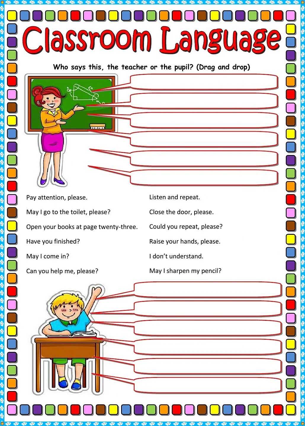 Английский Classroom language. Английский School Worksheets. Английский my School Worksheet. Упражнения на Classroom language. What did our teacher