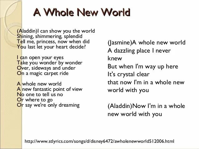 Whole New World. Слова Алладина на английском. Алладин New World текст. Whole World текст. Can you show me yours