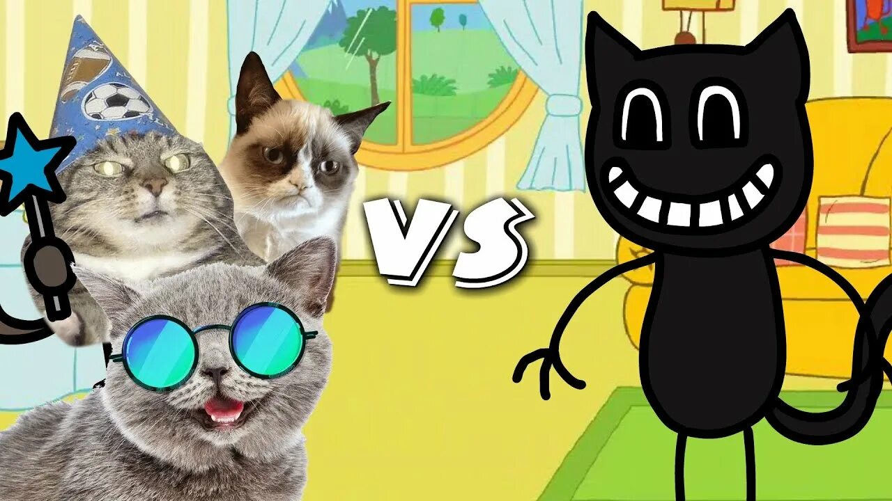 Кот маракуй мульти битвы. Губка боб против страдальца. Котэ маракуй мульти. Игра от котэ маракуй. Картун кэт против три кота.