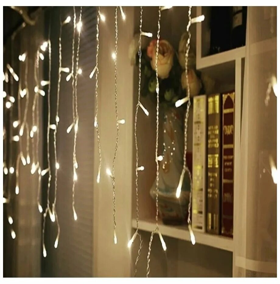 гирлянда бахрома теплый свет 2 м на окно. бахрома на окна. висячая гирлянда на окно. гирлянда уличная. бахрома светод.