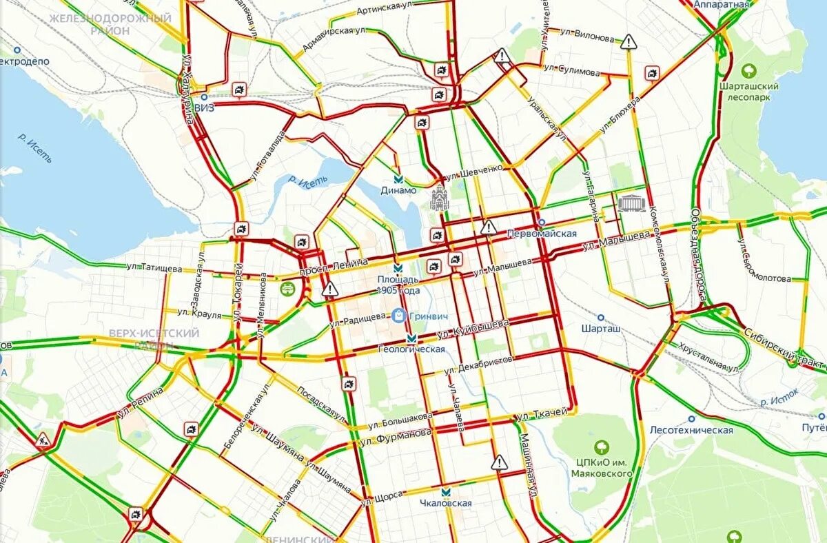 Краснодар екатеринбург на машине. Пробки Екатеринбург. Карта пробок Екатеринбург.