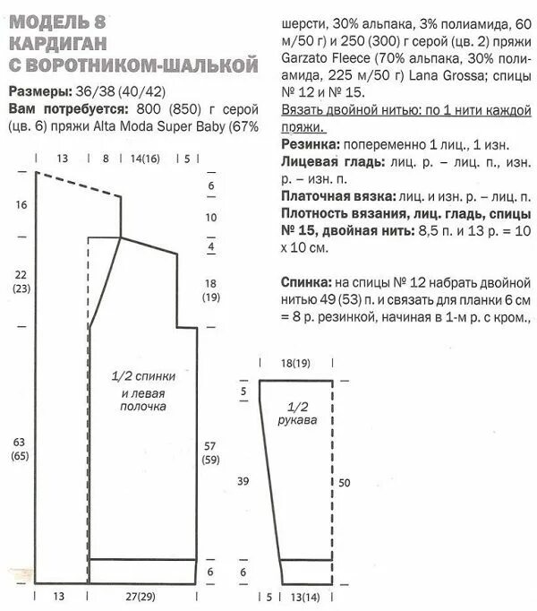 Шалевый воротник вязаный спицами: схема, выкройка и пошаговое описание