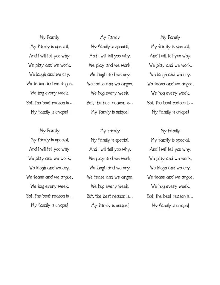 Write your own poem about your family. Poems about family for children. english poems about family. short poems about family for kids. my family poem.