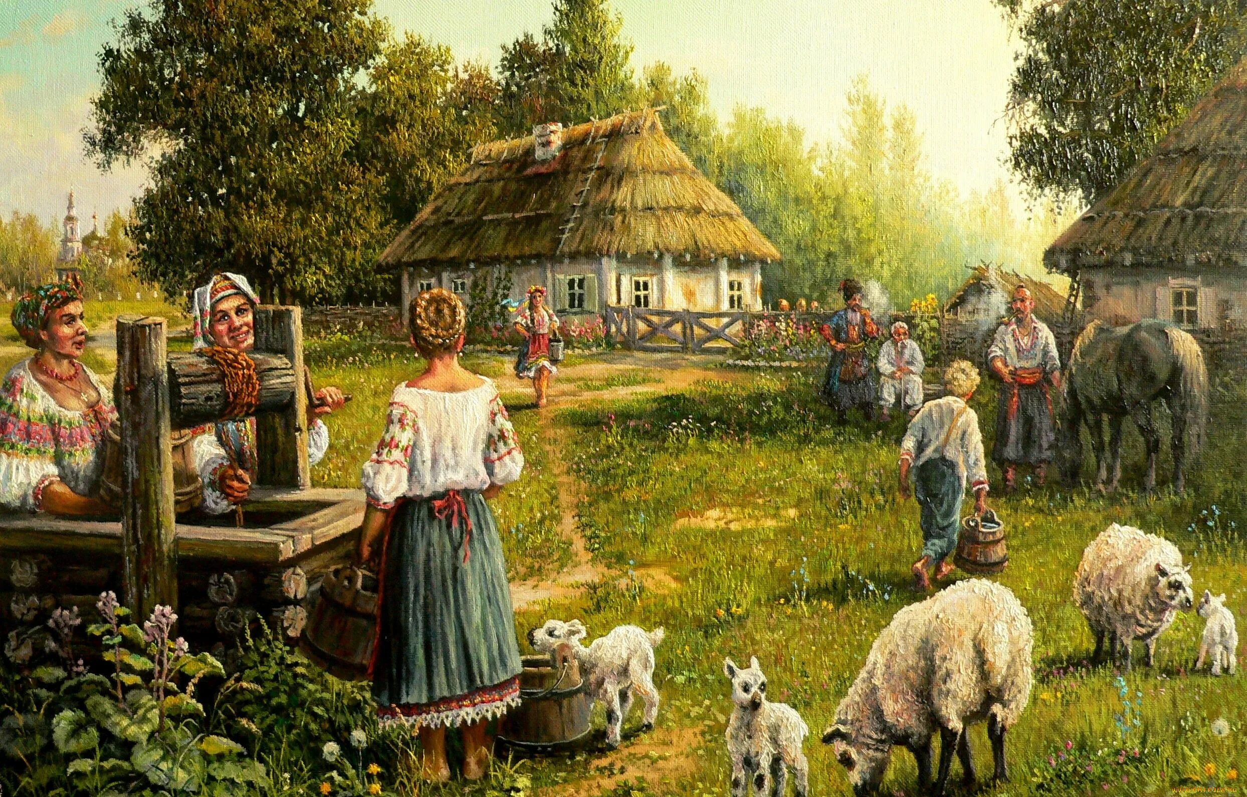 Сценка утро в деревне
