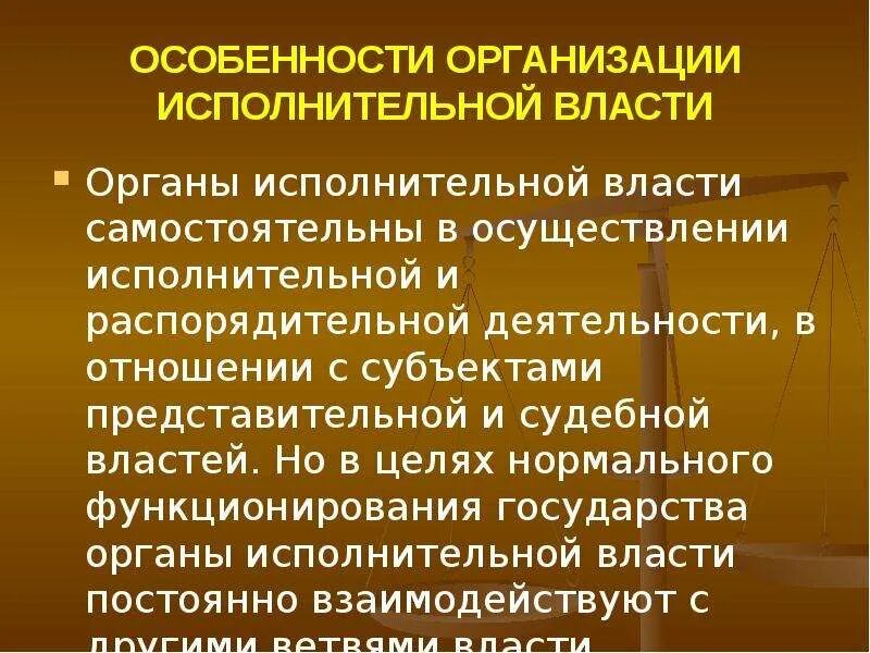 Когда характеризуют деятельность исполнительной власти