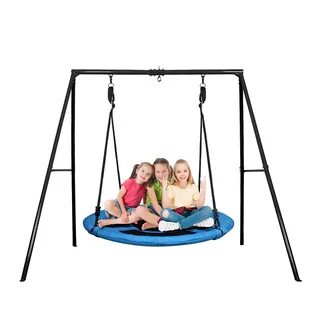 AMANKA Swing set with chair and stand frame Metal Frame with hanging armcha...