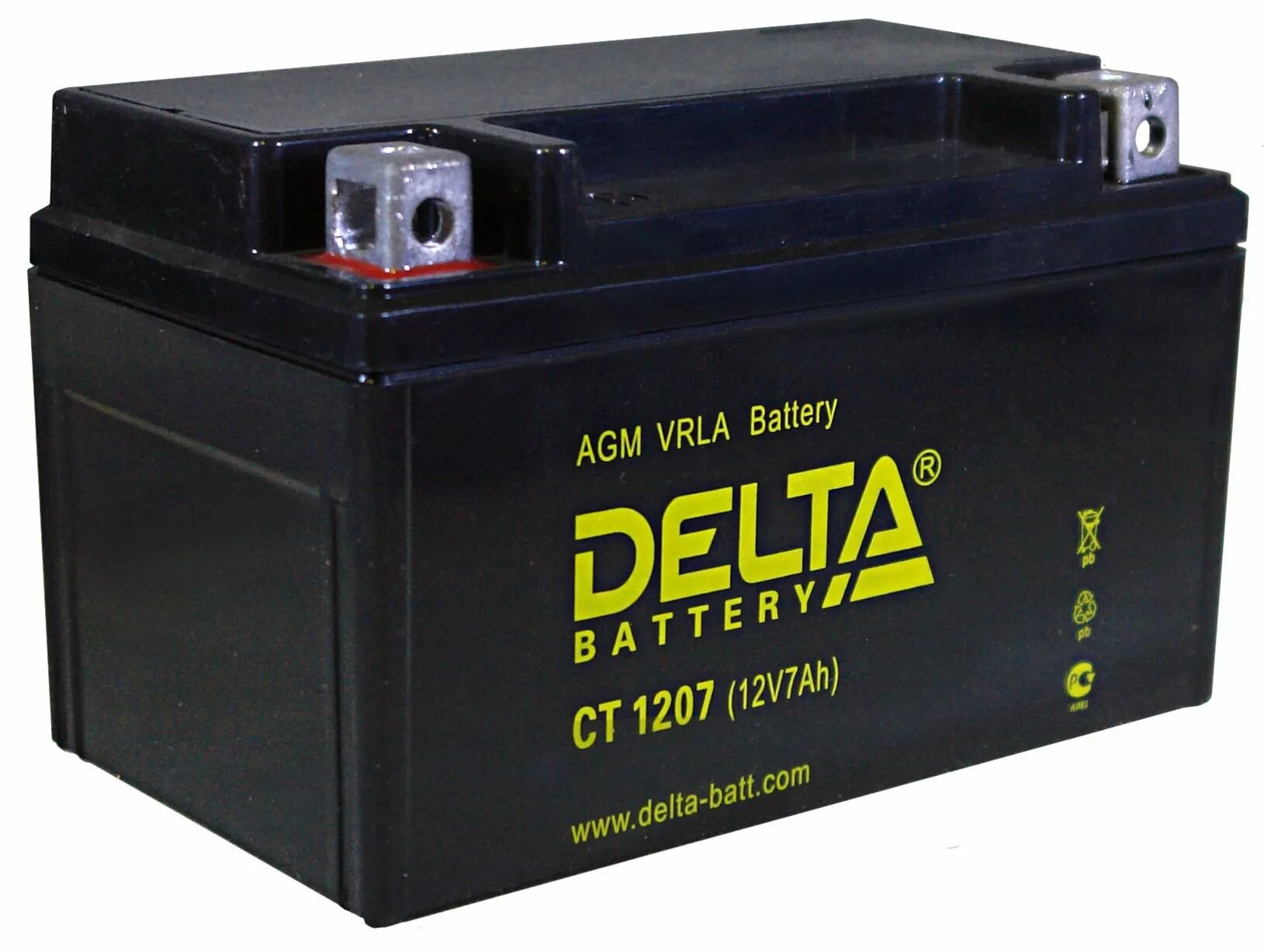 Battery ct. Аккумуляторная батарея Delta CT 1207. Аккумулятор для скутера Delta 7ah. Delta CT1207.3. Аккумулятор Дельта для скутера 12v 7ah.