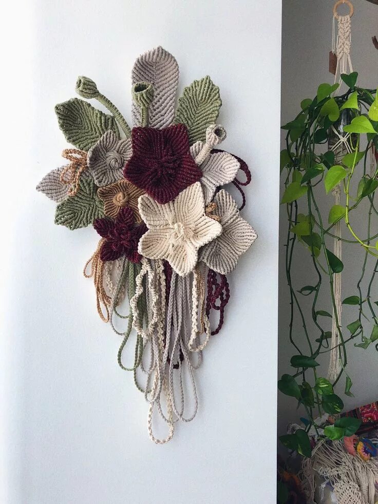 Цветы в технике макраме. Макраме. Цветочки макраме. Панно макраме. Панно макраме с цветами.