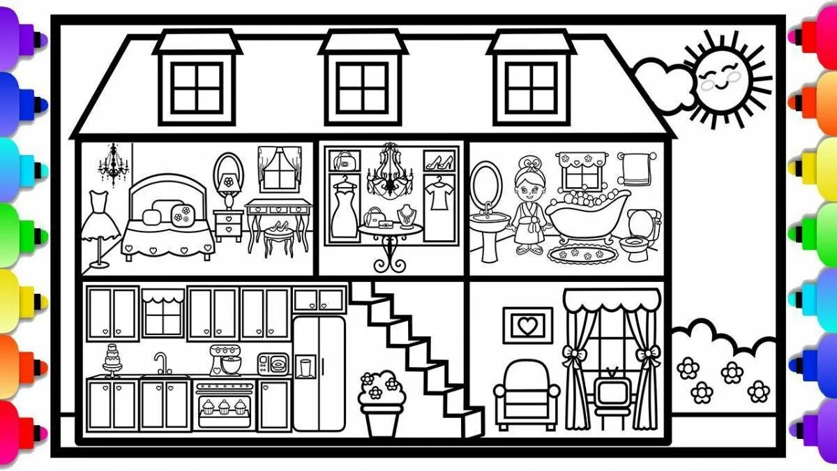 Раскраска дом внутри. Rooms in the house раскраска. раскраска дом внутри внутри большой. house for kids чб. раскраска house for children.