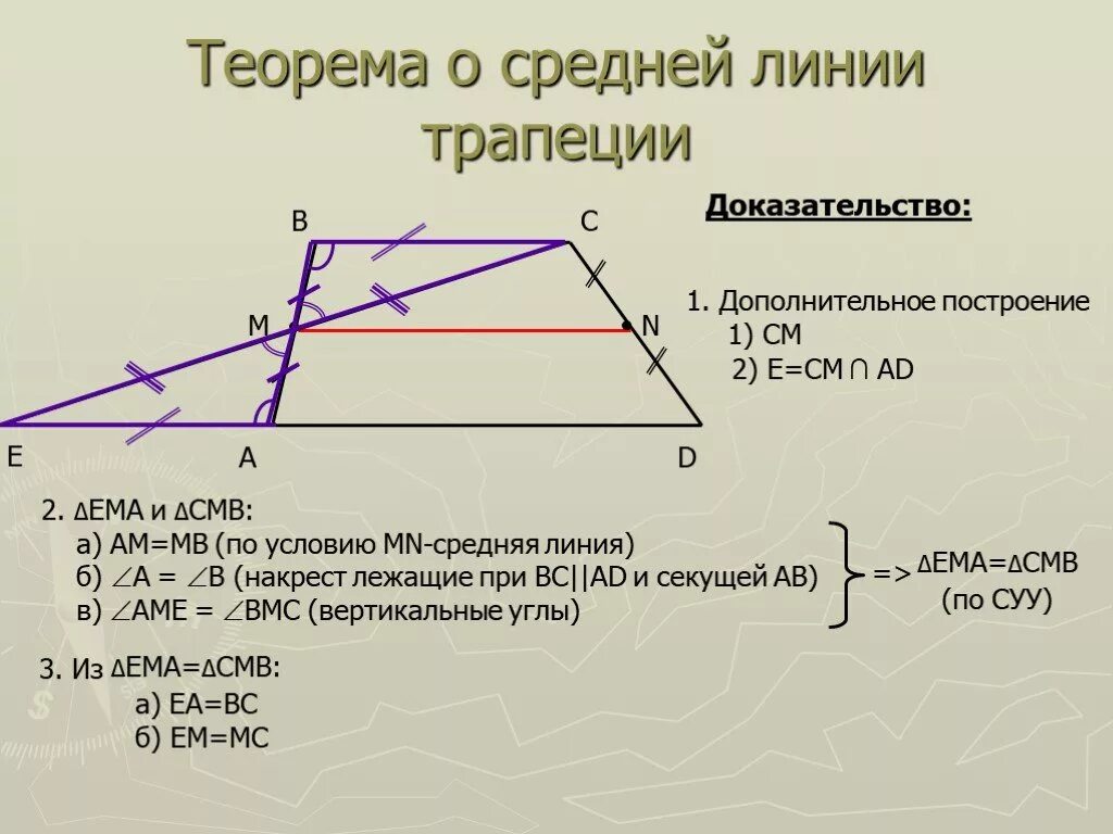 Сформулируйте теоремы о средних линиях трапеции. Теорема о средней линии трапеции доказательство. доказательство средней линии трапеции 8 класс. теорема о средней линии трапеции 8 класс. теорема о средней линии трапеции доказательство 8 класс.