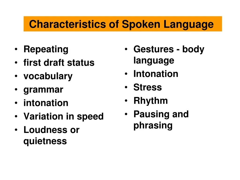 Spoken and written language. Spoken and written language