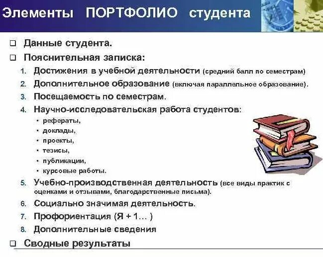 Портфолио соберите информацию. Портфолио студента. Структура портфолио студента. Достижения студента пример. Портфолио достижений студента.