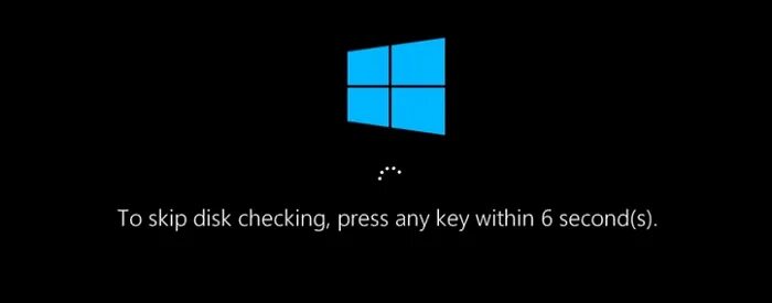 To skip disk checking windows