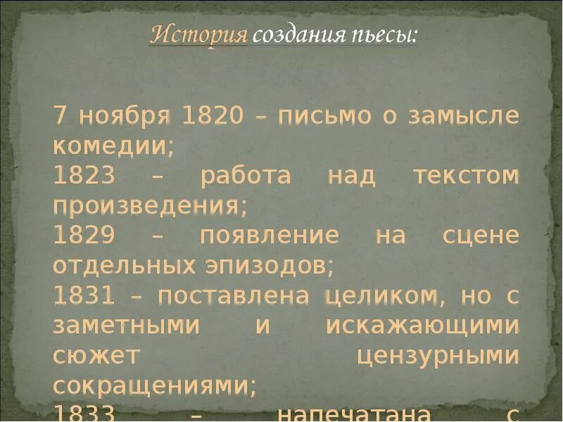 Текст комедий. История создания произведения горе от ума. История создания комедии горе от ума кратко.