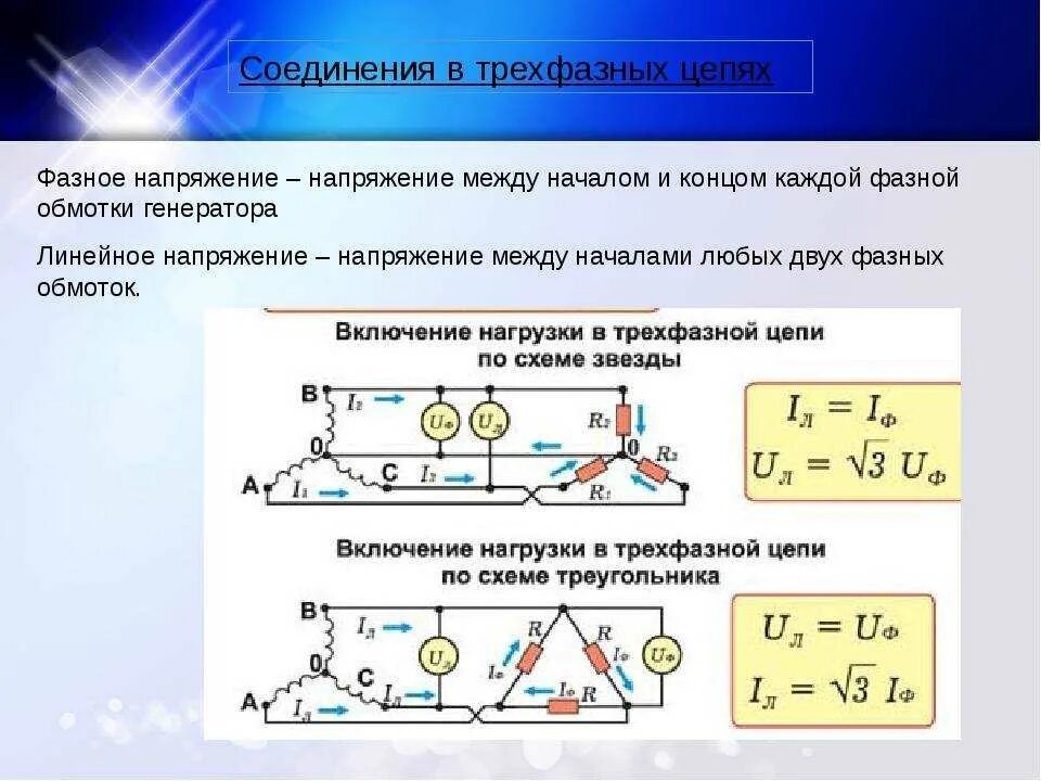 Соединение фаз генератора треугольником. Фазный и линейный ток в треугольнике. Фазный и линейный ток в треугольнике. Схема 3х фазного напряжения. Схема включения трехфазной нагрузки треугольником.