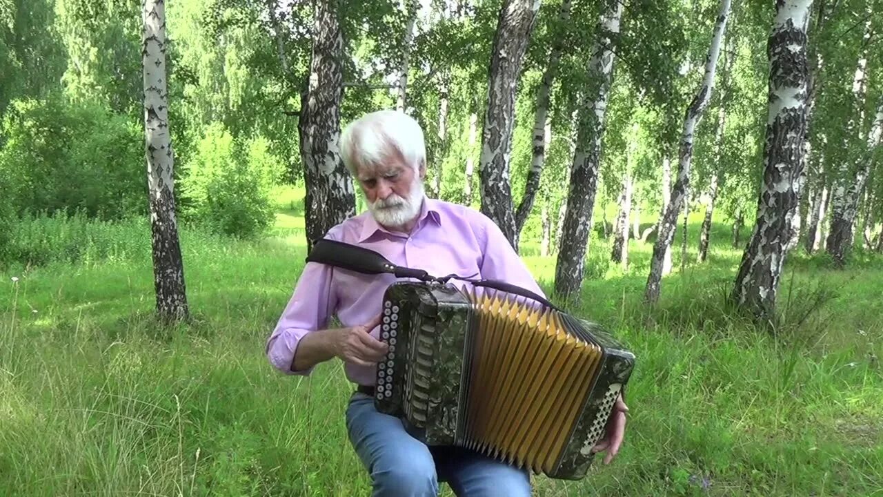 Поет песни под гармонь. Гармонь Мякушева.