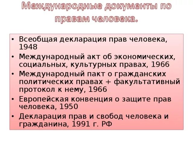 Декларация прав человека. Международные пакты о правах человека. Всеобщая декларация прав человека 1948 г. Международные документы о политических правах. Назовите международные документы