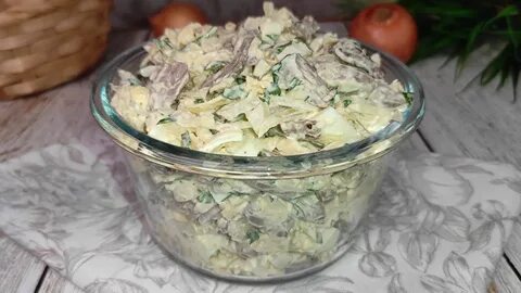 Салат сердцеедка с куриными сердечками