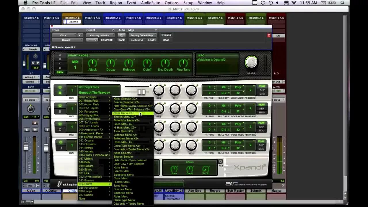 Xpand 1 VST. Xpand Pro Tools. Metronome Pro Tools. Pro Tools instrument track. Click track