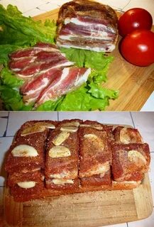 Грудинка засоленная с чесноком