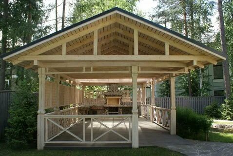 Беседка с двухскатной крышей