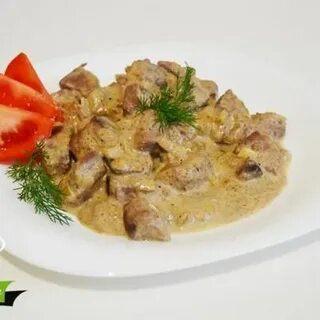 Куриная печень тушеная в сливках