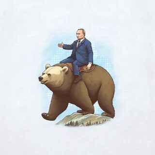 Мужская футболка "Владимир Путин на медведе" цвет белый.