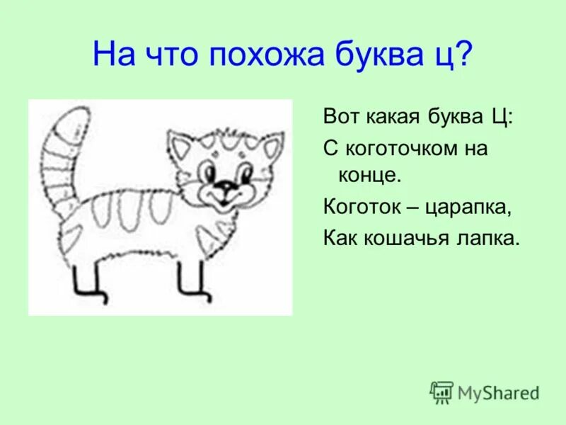 На что похожа буква ц. Буква ц похожа на коиика. Ассоциация буква ц. Стишок про букву ц. Буква ц внизу крючок точно с краником бачок.