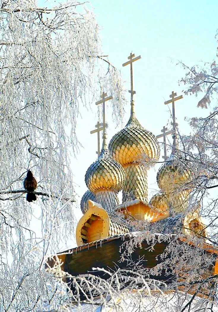 Православного зимнего доброго утра. Заснеженный храм. Купола церквей зимой. Зимний храм. Храм зимой.