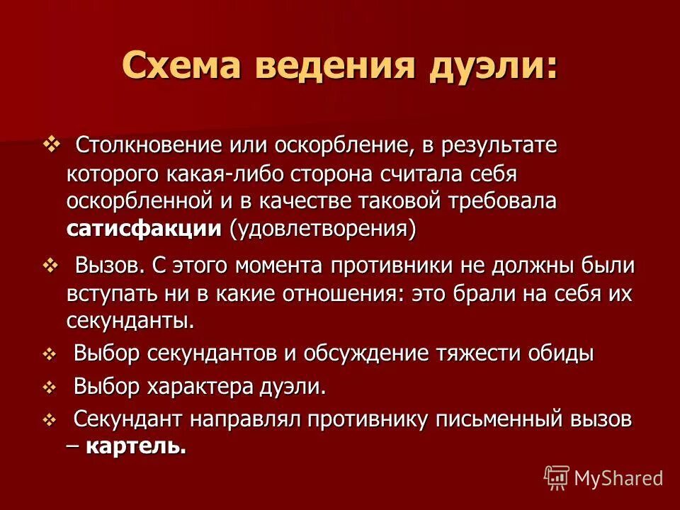 Сообщение на тему дуэль. Сообщение на тему дуэль