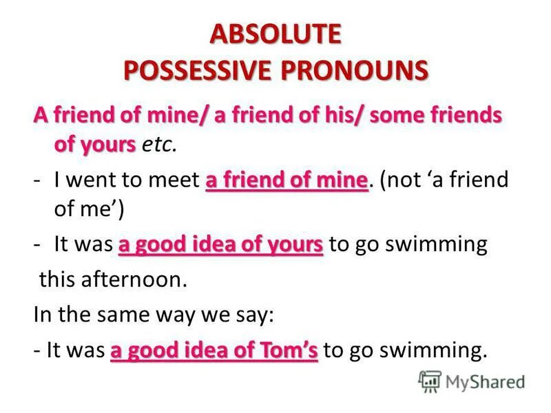 Mine yours etc. Mine yours etc. Possessive pronouns предложения. Mine yours правило. My mine упражнения.
