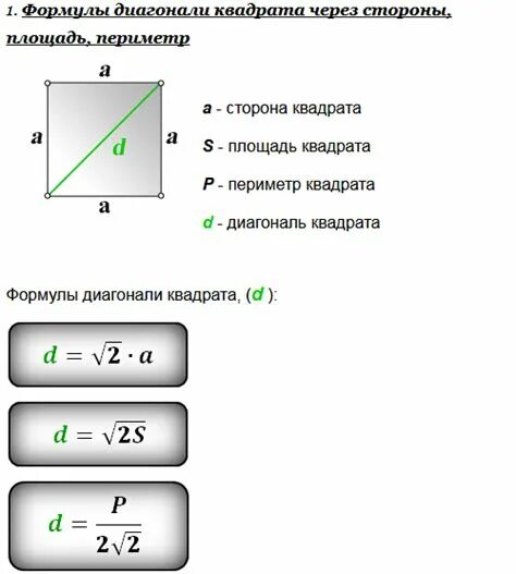 Как вычислить диагональ по двум сторонам. Формула вычисления диагонали квадрата. как высчитать диагональ квадрата. периметр квадрата формула диагональ. как посчитать диагональ квадрата формула.
