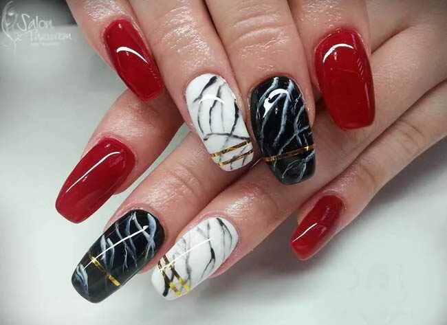 Маникюр красный мрамор с золотом 21+ Short Nail Art Designs, Ideas 8B9