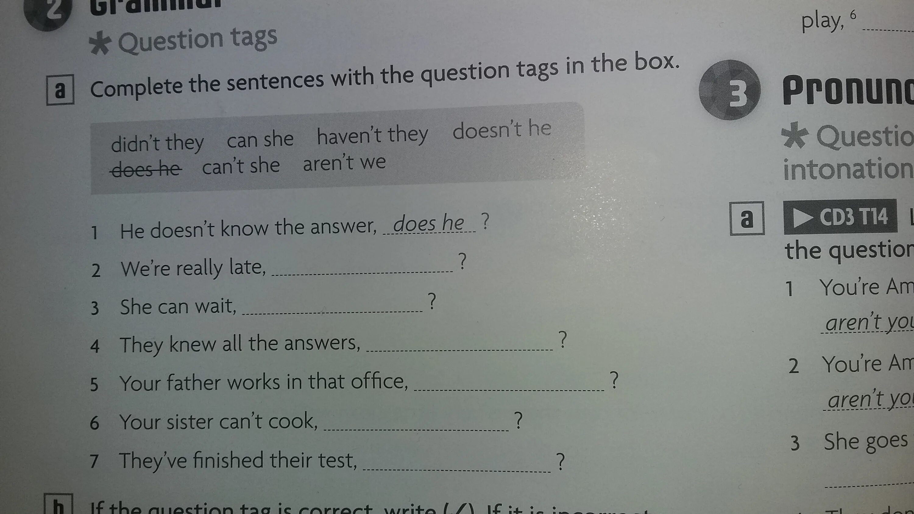 Write questions for the sentences. Complete the sentences with tag questions. Complete the sentences with the. Complete the questions. Sentences with question tags.