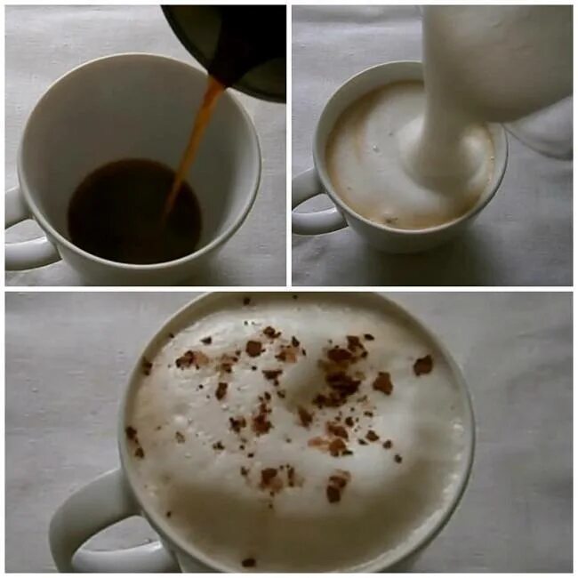 Капучино из молотого кофе. Сделать капучино в домашних условиях. Кофе с пенкой без кофемашины. Капучино из растворимого кофе.