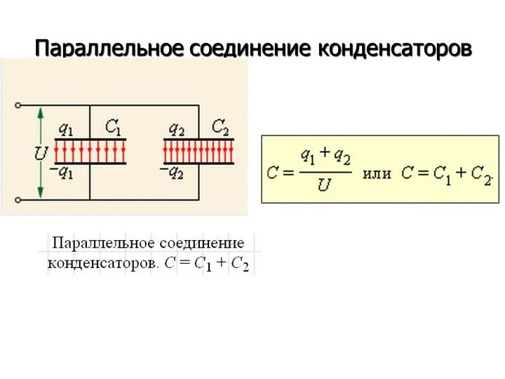 Как соединены конденсаторы на схеме Соединение конденсаторов последовательное и параллельное презентация