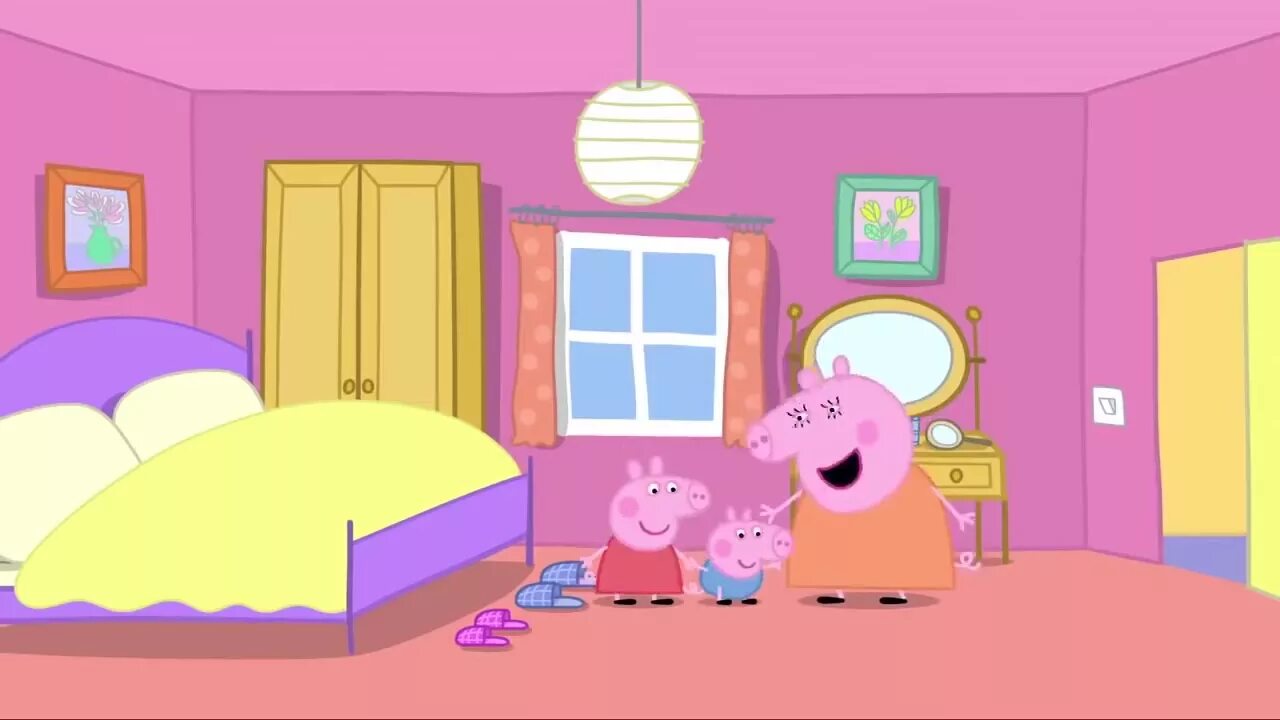 Комната пеппы. Свинка Пеппа спальня. Дом свинки Пеппы комнаты. Дом свинке Пепи в нутри. Комната свинки Пеппы в мультике.