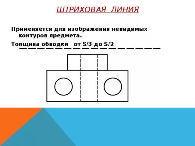 Какая линия имеет наибольшую. Штриховая линия применяется для изображения. Линии невидимого контура детали. Штриховая линия невидимого контура. Изображение невидимого контура.