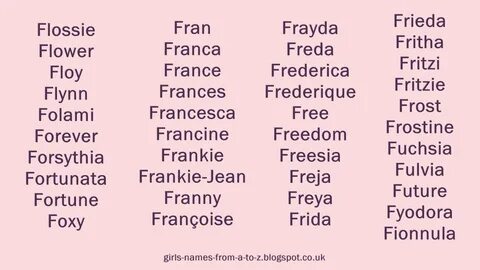 Girls Names Starting With F. 