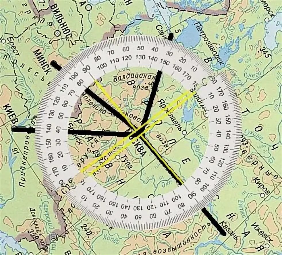 Азимут на карте. Направление и Азимут Москва. Направление сторон света на карте. Определение азимута на карте. В каком направлении находится москва от лондона
