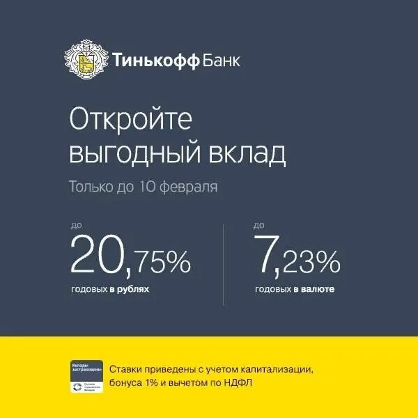 Выгодные вклады в тинькофф банке