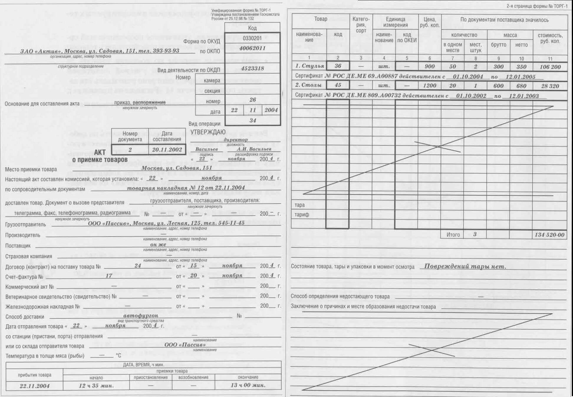 Цена 1 1 образец. Акт о приемке товаров форма торг-1 заполненный. Заполнение акта приемки товара. Акт о приемке товара образец заполнения. Акт о приемке товаров пример заполнения.