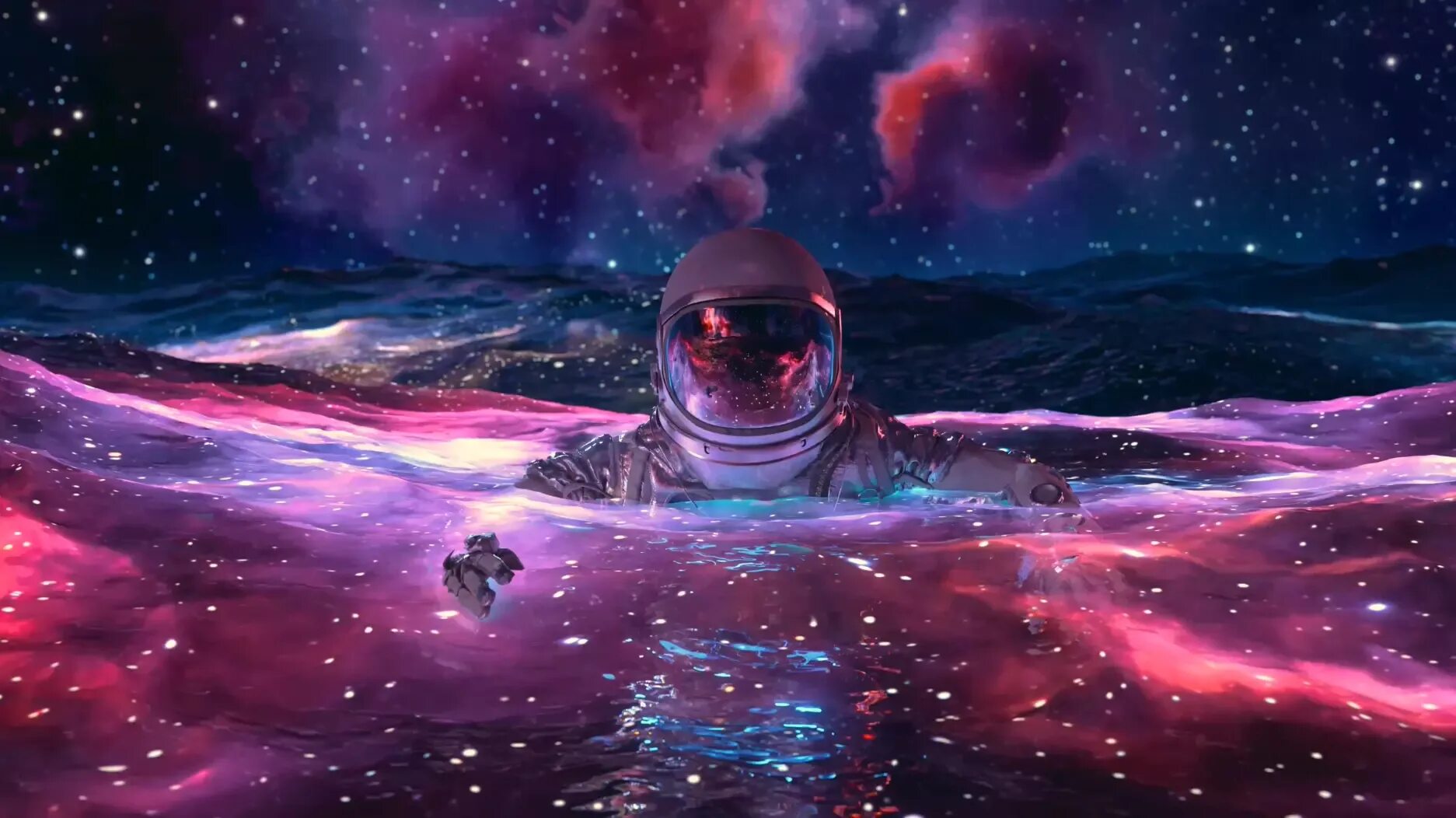 Песни астронавт в океане. Floating in Space by visualdon. Космос арт. Космос арты.