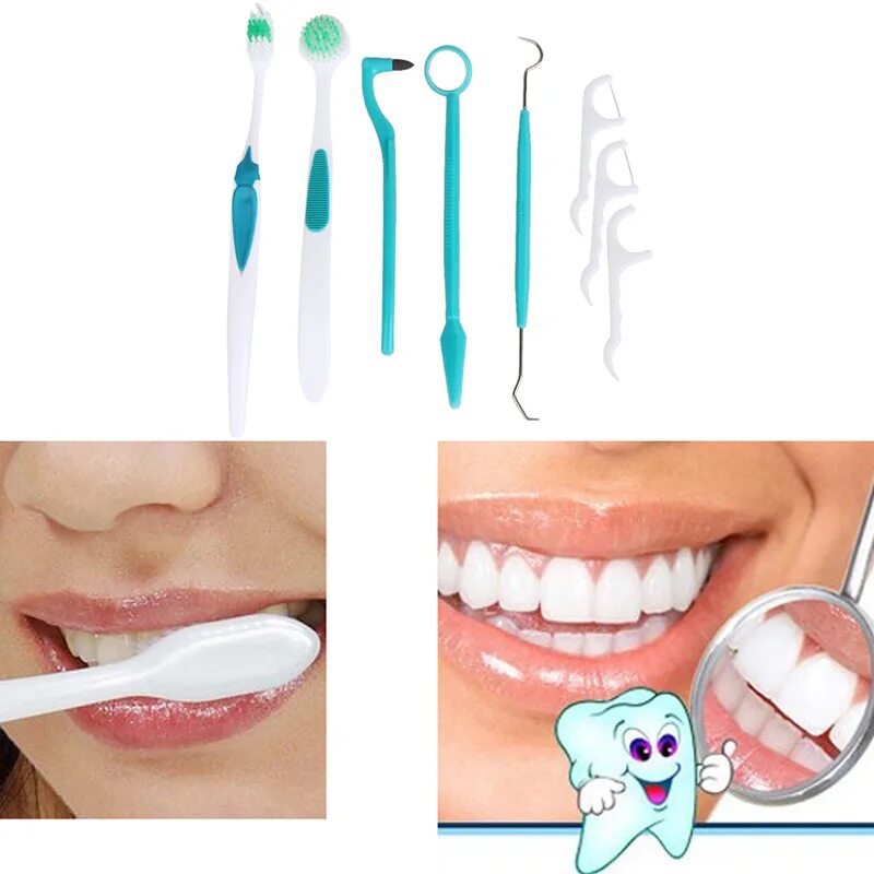 Наборы для полости рта. Принадлежности для чистки зубов. Средства гигиены полости рта. Чистка зубов щеткой.