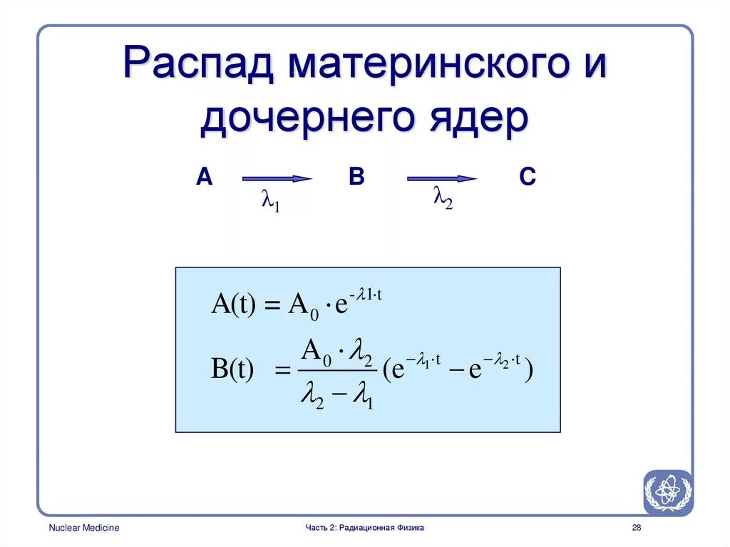 Распад дочерних ядер. Распад. Материнское ядро дочернее ядро. Атомный распад физика 9 класс.