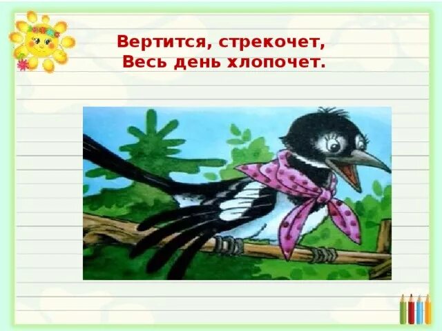 Вертится стрекочет весь день хлопочет