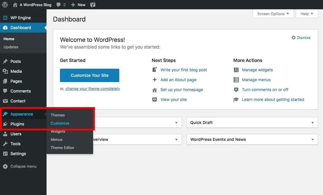 Wp menu. Wordpress appearance menu. как выбрать главную страницу в wordpress. wordpress вывод много фото. appearance &gt; customize &gt;.
