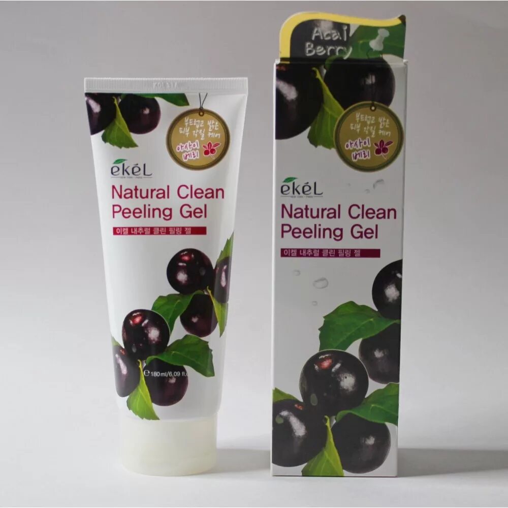 Ekel natural clean peeling Gel 180 ml (Acai Berry - ягода). Ekel Acai Berry natural clean peeling Gel. Ekel пилинг-скатка natural clean peeling Gel Acai Berry с экстрактом ягод асаи. Ekel пилинг-гель для лица 100мл Acai Berry (ягоды асаи). Natural clean peeling